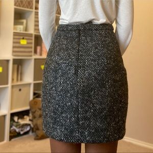 Herringbone boucle wool tweed mini skirt
